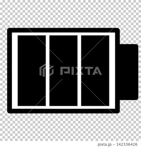 A three-bar icon indicates a fully charged battery. A three-bar icon indicates a fully charged battery. 142336426