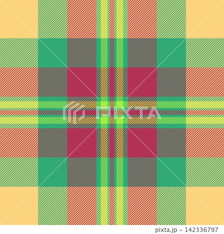 Carnival textile fabric vector, decor plaid check pattern. Strip background texture seamless tartan in mint and amber colors. 142336797