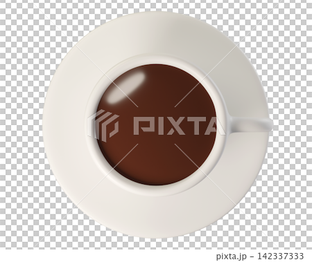 Coffee Cup and Saucer Isolated. View from above. Icon for bakery, cafe, food delivery, restaurant menu, pastry app. 3d render Coffee Cup and Saucer Isolated. View from above. Icon for bakery, cafe, food delivery, restaurant menu, pastry app. 3d render 142337333