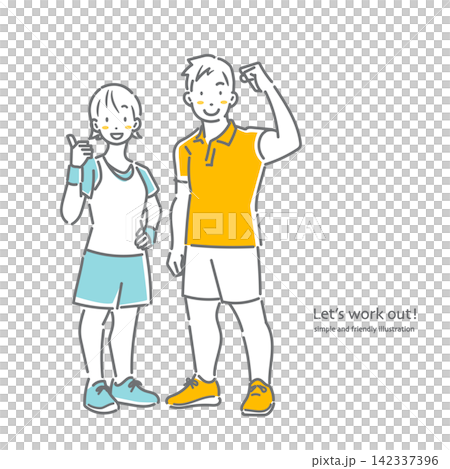 ポジティブに励ます笑顔のスポーツインストラクター シンプルでお洒落な線画イラスト ポジティブに励ます笑顔のスポーツインストラクター シンプルでお洒落な線画イラスト 142337396