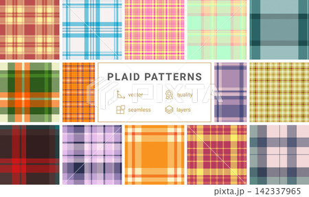 Plaid bundle designed for website backgrounds. Coordinated tartan patterns enhance web pages, banners, and headers. Vector files scale perfectly. Plaid bundle designed for website backgrounds. Coordinated tartan patterns enhance web pages, banners, and headers. Vector files scale perfectly. 142337965