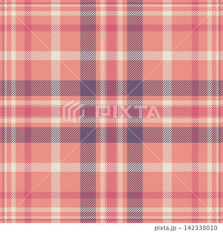 Show background texture textile, cloth check pattern vector. Size seamless tartan fabric plaid in red and light colors. 142338010