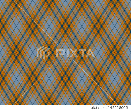 Elegant diagonal plaid pattern in muted orange, blue, and beige. Perfect for textile designs, website backgrounds, or autumnal themed projects. Elegant diagonal plaid pattern in muted orange, blue, and beige. Perfect for textile designs, website backgrounds, or autumnal themed projects. 142338066