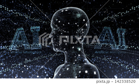 AI 人工知能 テクノロジー ネットワーク データ ロボット 情報 3Dイラスト 背景 142338520