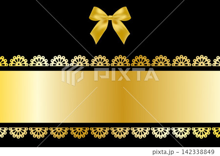 Gold Lace Border with Satin Bow 142338849