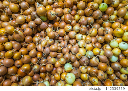 Abundant Pile of Fresh Onions Overhead View Abundant Pile of Fresh Onions Overhead View 142339239