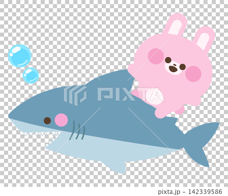 兔子騎在鯊魚身上 142339586