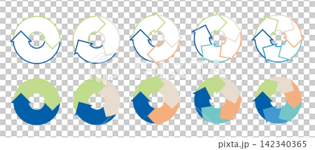 A set of 2-6 step circular cycle diagrams (cycle arrows and rotation arrows) - vector illustrations. A set of 2-6 step circular cycle diagrams (cycle arrows and rotation arrows) - vector illustrations. 142340365