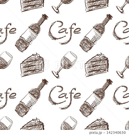 Cafe and Restaurant Seamless Pattern Scribble...のイラスト素材 [142340630] - PIXTA