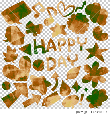 Colorful hand-drawn motifs and HAPPY DAY design elements Colorful hand-drawn motifs and HAPPY DAY design elements 142340993