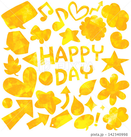 カラフルな手描きモチーフとHAPPY DAYのデザイン素材 カラフルな手描きモチーフとHAPPY DAYのデザイン素材 142340998