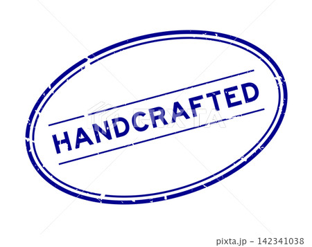 Grunge blue handcrafted word oval rubber seal stamp on white background Grunge blue handcrafted word oval rubber seal stamp on white background 142341038