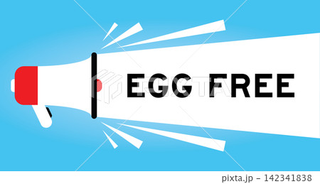 Color megaphone icon with word egg free in white banner on blue background 142341838