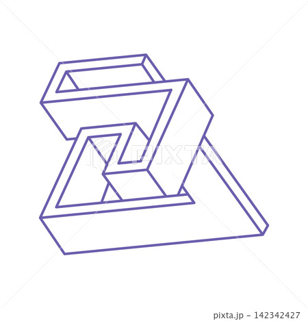 Illusion shapes. 3d geometry. Optical illusion figures. Sacred geometry logo in trendy 2022 Very Peri color. Illusion shapes. 3d geometry. Optical illusion figures. Sacred geometry logo in trendy 2022 Very Peri color. 142342427