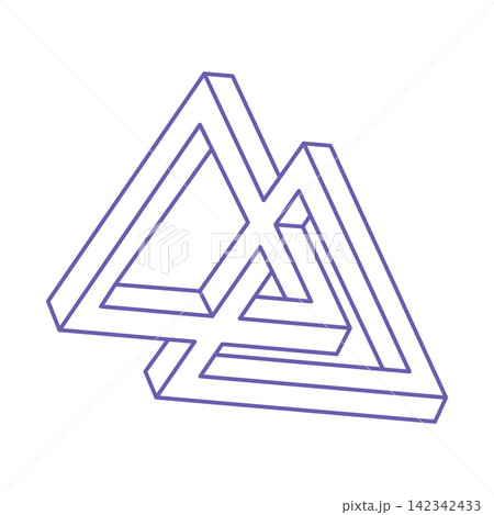 Impossible shape. Sacred geometry. Optical illusion figures. Abstract eternal geometric objects. Impossible endless outline shapes. Logo. Optical art. Impossible geometry shape on a white background. Impossible shape. Sacred geometry. Optical illusion figures. Abstract eternal geometric objects. Impossible endless outline shapes. Logo. Optical art. Impossible geometry shape on a white background. 142342433