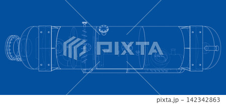 submarine blueprint illustration. Vector submarine blueprint illustration. Vector 142342863