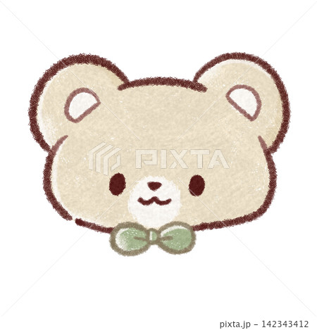 リボンをしたクマの顔のアイコンイラスト リボンをしたクマの顔のアイコンイラスト 142343412
