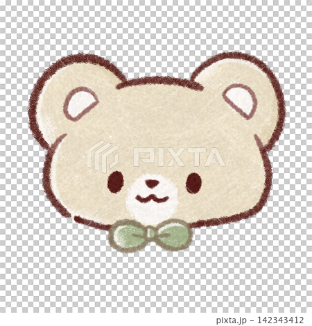 リボンをしたクマの顔のアイコンイラスト リボンをしたクマの顔のアイコンイラスト 142343412