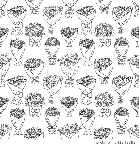 Doodle flower bouquets pattern 142345693