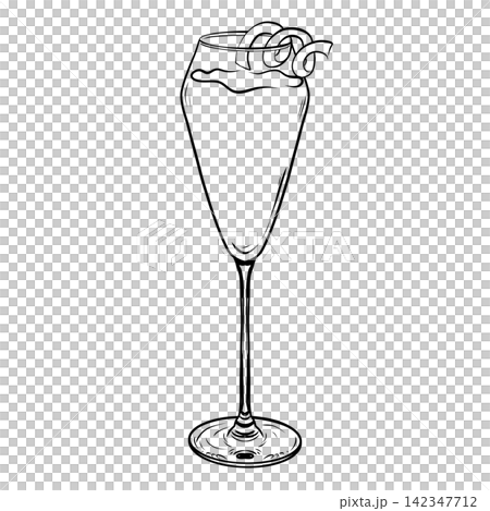 French 75 Cocktail Illustration with Lemon Garnish French 75 Cocktail Illustration with Lemon Garnish 142347712