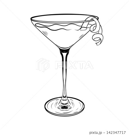 Cosmopolitan Cocktail Illustration with Citrus Garnish 142347717