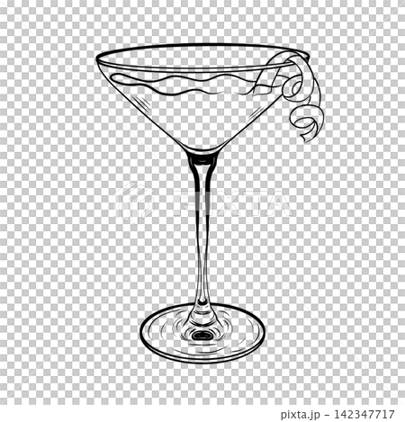 Cosmopolitan Cocktail Illustration with Citrus Garnish Cosmopolitan Cocktail Illustration with Citrus Garnish 142347717
