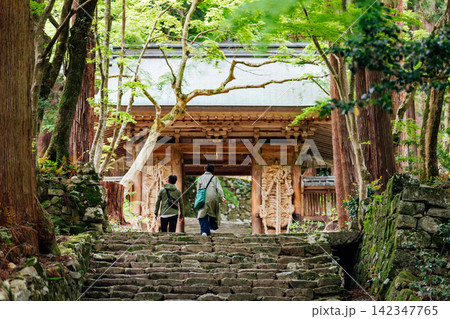 【滋賀県東近江市】百済寺 仁王門に向かう参拝客 【滋賀県東近江市】百済寺 仁王門に向かう参拝客 142347765