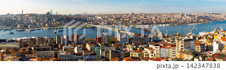 Golden Horn bay with metro bridge and Ataturk Bridge in Istanbul Golden Horn bay with metro bridge and Ataturk Bridge in Istanbul 142347838