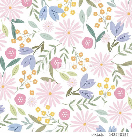 Big set of soft pastel watercolor floral seamless patterns for creative design projects Big set of soft pastel watercolor floral seamless patterns for creative design projects 142348125