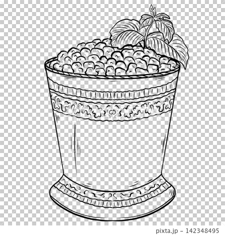 Mint Julep Cocktail Illustration with Fresh Mint and Berries Mint Julep Cocktail Illustration with Fresh Mint and Berries 142348495