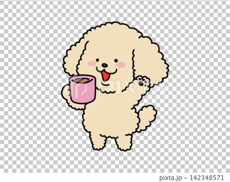 A lively toy poodle after drinking coffee. A lively toy poodle after drinking coffee. 142348571