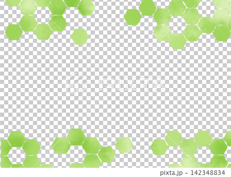 Yellow-green hexagonal watercolor-style frame background. A refreshing honeycomb frame illustration. Yellow-green hexagonal watercolor-style frame background. A refreshing honeycomb frame illustration. 142348834