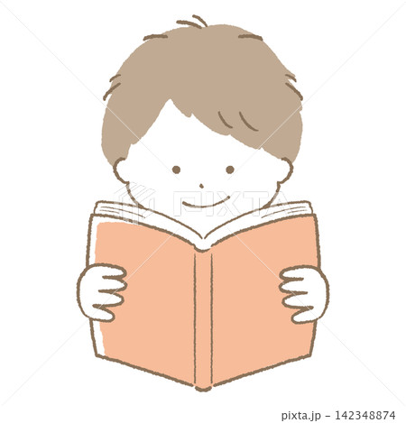 秋の読書 本を読む男の子 142348874