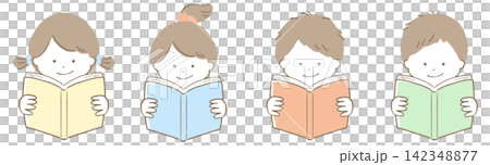 Autumn Reading: Children Reading Books Set Autumn Reading: Children Reading Books Set 142348877
