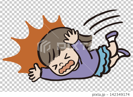 転倒する女の子のイラスト｜子どもの転倒・事故・危険・安全対策 142349174