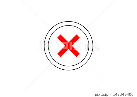 Red X Cancel Icon Inside Concentric Circle Button Symbolizing Error, Close, Delete, Or Incorrect Action Red X Cancel Icon Inside Concentric Circle Button Symbolizing Error, Close, Delete, Or Incorrect Action 142349406