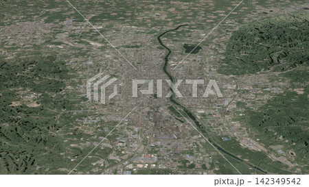 Oblique aerial 3D illustration of Taiyuan, China 142349542