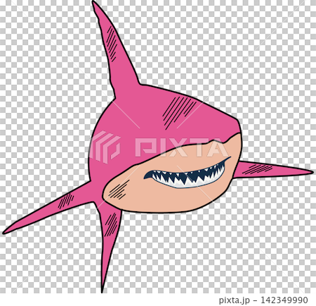 Stylized Hand-Drawn Pink Shark Illustration Stylized Hand-Drawn Pink Shark Illustration 142349990