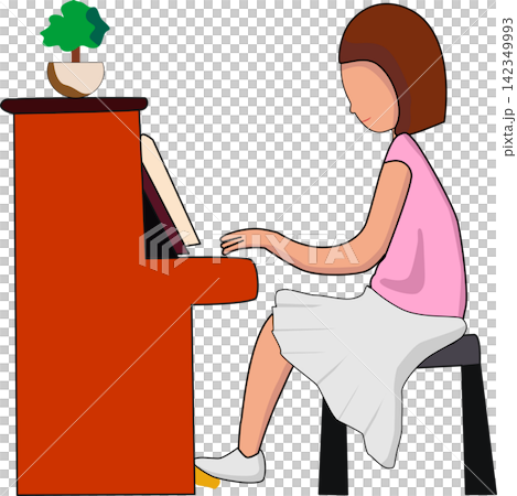 a young Girl Playing red Piano Illustration a young Girl Playing red Piano Illustration 142349993