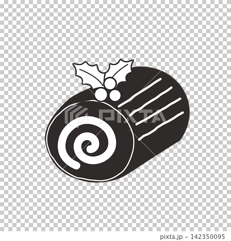 Bûche de Noël (Christmas cake) monochrome illustration, Christmas cake illustration, Christmas materials Bûche de Noël (Christmas cake) monochrome illustration, Christmas cake illustration, Christmas materials 142350095