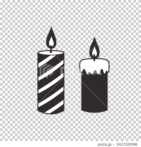 Black and white illustration of a Christmas candle Black and white illustration of a Christmas candle 142350096