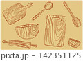 木製キッチン用品のイラスト 142351125