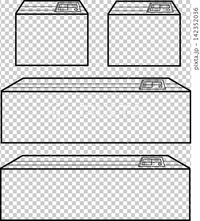 帶有運輸標籤的紙箱（線描圖） 142352036