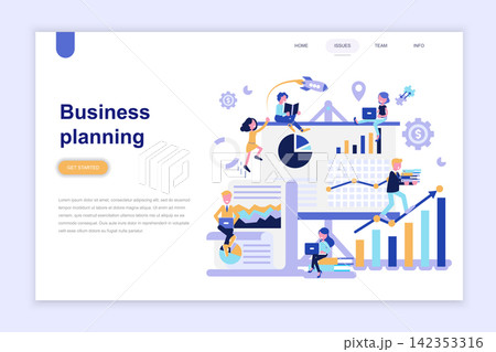 Landing page template of business planning modern flat design concept. Learning and people concept. Conceptual flat vector illustration for web page, website and mobile website. Landing page template of business planning modern flat design concept. Learning and people concept. Conceptual flat vector illustration for web page, website and mobile website. 142353316