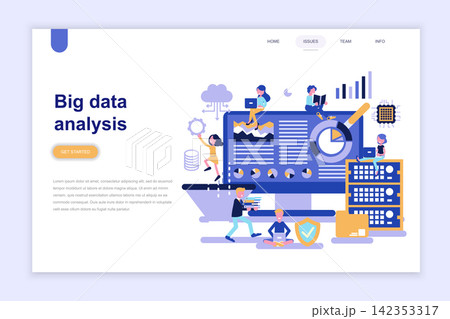 Landing page template of big data analysis modern flat design concept. Learning and people concept. Conceptual flat vector illustration for web page, website and mobile website. Landing page template of big data analysis modern flat design concept. Learning and people concept. Conceptual flat vector illustration for web page, website and mobile website. 142353317