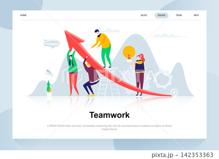Teamwork modern flat design concept. Leadership and people concept. Landing page template. Conceptual flat vector illustration for web page, website and mobile website. Teamwork modern flat design concept. Leadership and people concept. Landing page template. Conceptual flat vector illustration for web page, website and mobile website. 142353363