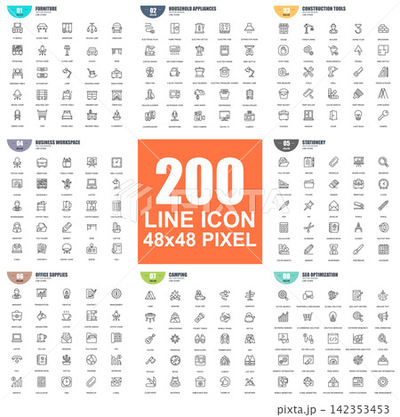 Simple set of vector thin line icons. Linear pictogram pack. 48x48 Pixel Perfect. Simple set of vector thin line icons. Linear pictogram pack. 48x48 Pixel Perfect. 142353453