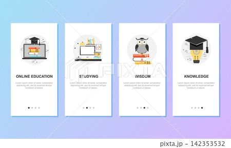 Onboarding screens for mobile app templates concept. Vector illustration. 142353532