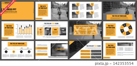 Business powerpoint presentation slides templates from infographic elements. Business powerpoint presentation slides templates from infographic elements. 142353554