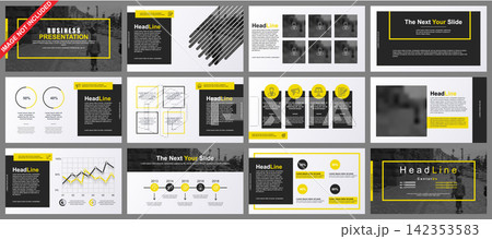 Business powerpoint presentation slides templates from infographic elements. 142353583